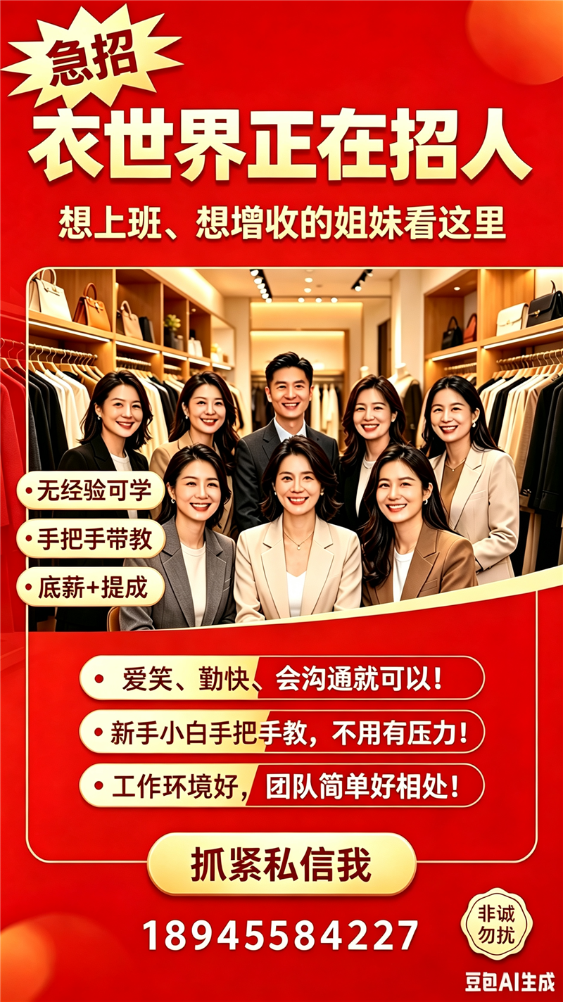七台河衣世界急聘